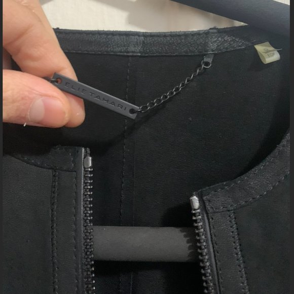 Elie Tahari Black Goat Leather Fringe - Picture 8 of 10